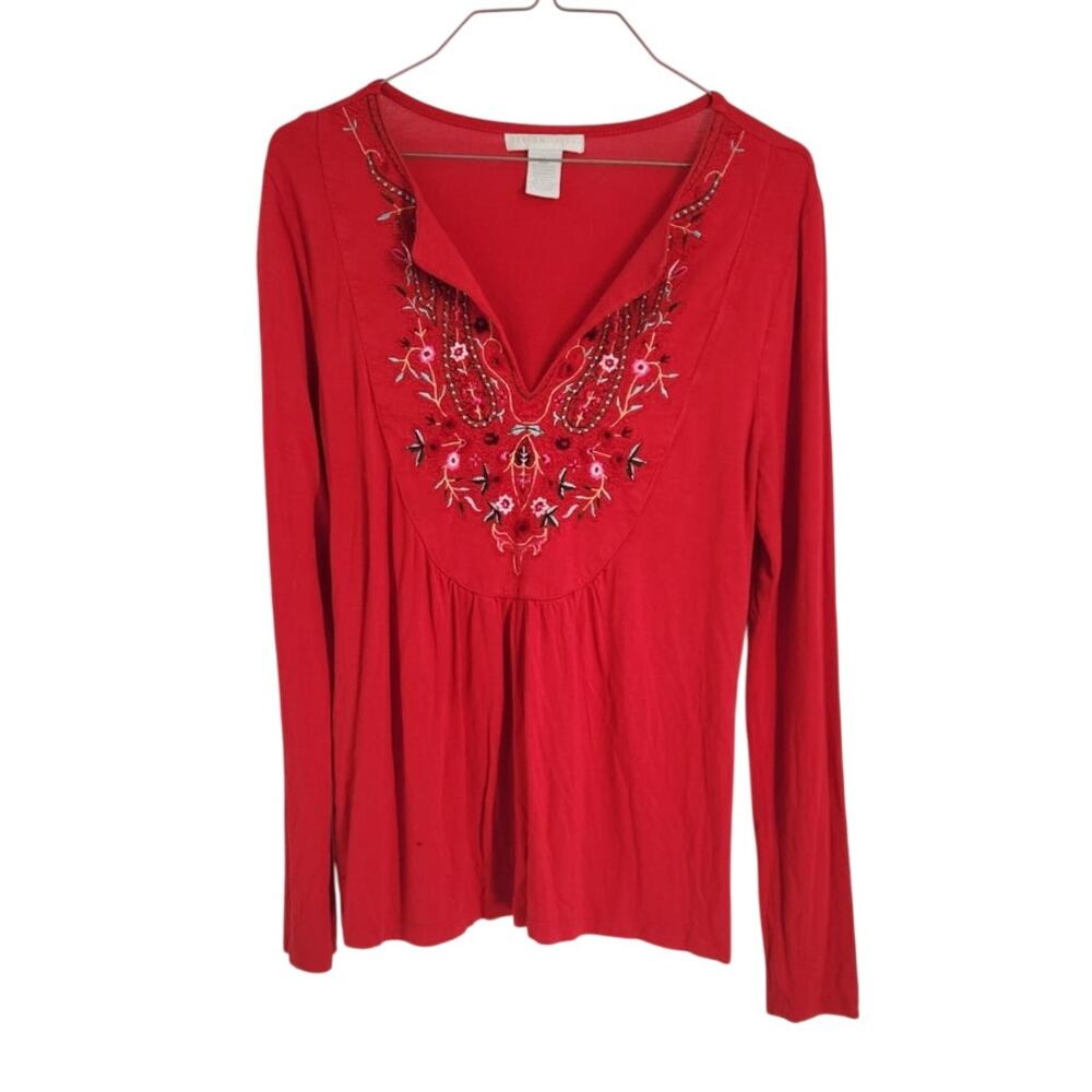 Design History Red Long Sleeve Top Womens Size Large L